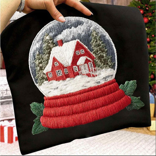 Snow Globe – Faux Embroidery Christmas – Latch Hook Yarn Holiday