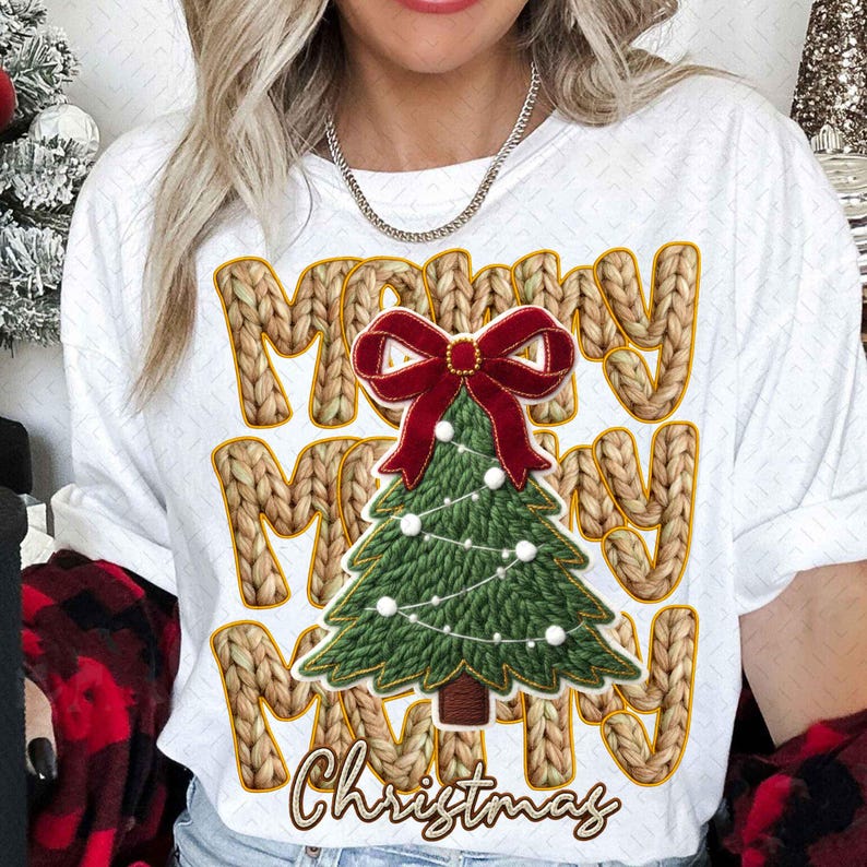 Latch Hook Yarn Crochet Merry Christmas – Coquette Leopard Christmas Bow – Faux Yarn DTF transfer