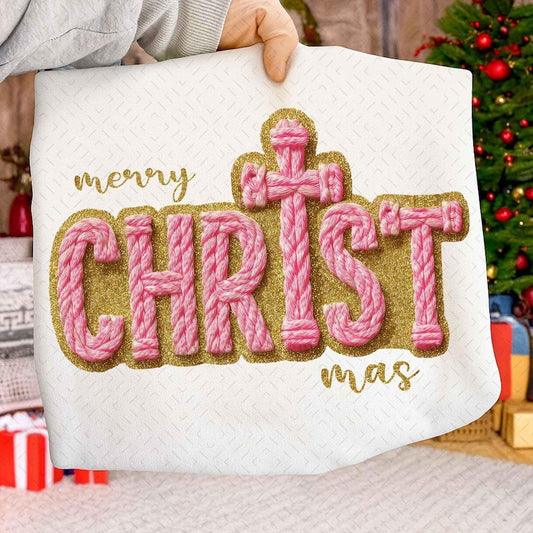 Merry Christmas Faux Yarn – Glitter Merry Christmas Yarn – Retro Christmas Crochet