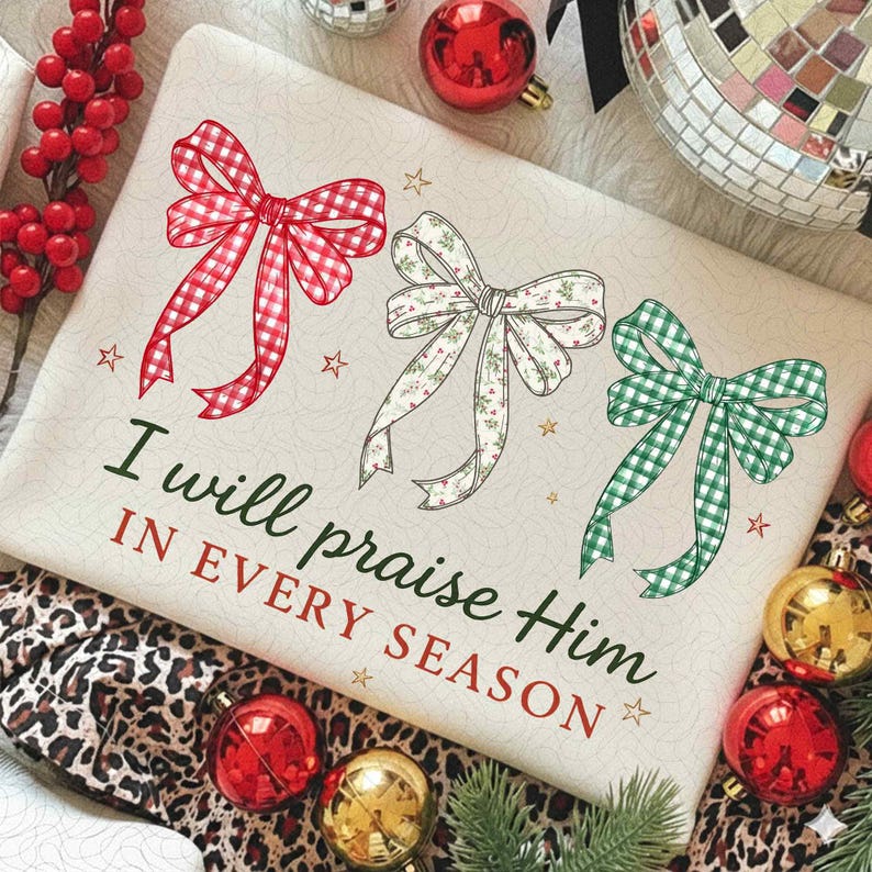Preppy Yarn Praise Him – Christian Christmas – Religious Jesus DTF transfer