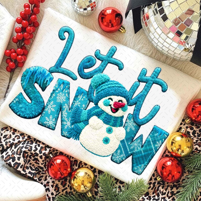 Let It Snow – Snowman – Faux Yarn DTF transfer