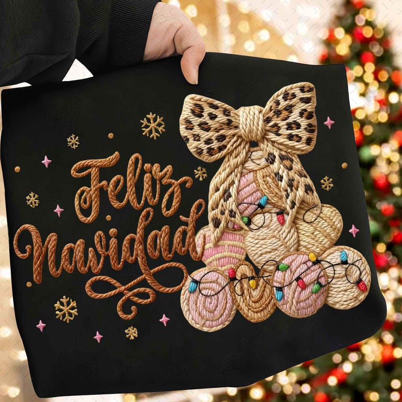 It’s Abuelita and Pan Dulce Season | Faux Yarn Coquette Mexican Christmas | Feliz DTF transfer