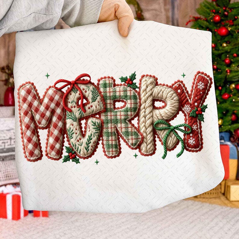 Latch Hook Yarn Crochet Coquette Floral Merry Christmas – Preppy Christmas Bow DTF transfer