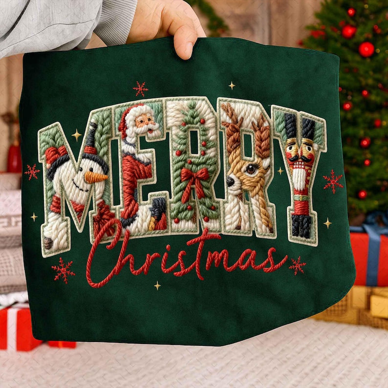 Faux Yarn Merry Christmas – Christmas – Chunky Knit Christmas DTF transfer