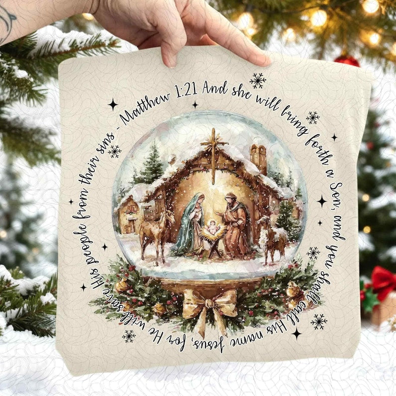Nativity Scene Jesus Birth Snow Globe DTF transfer
