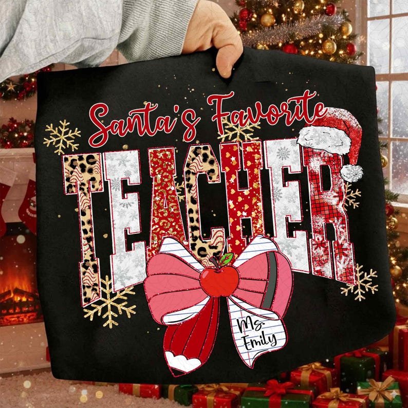 Santa's Favorite Teacher Christmas – Custom Christmas Teacher – Merry Teacher DTF transfer