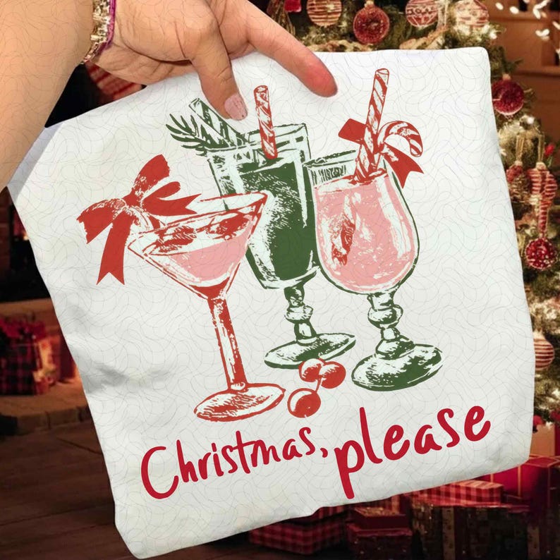 Christmas Please – Retro Festive Cocktail – Holiday Drink DTF transfer