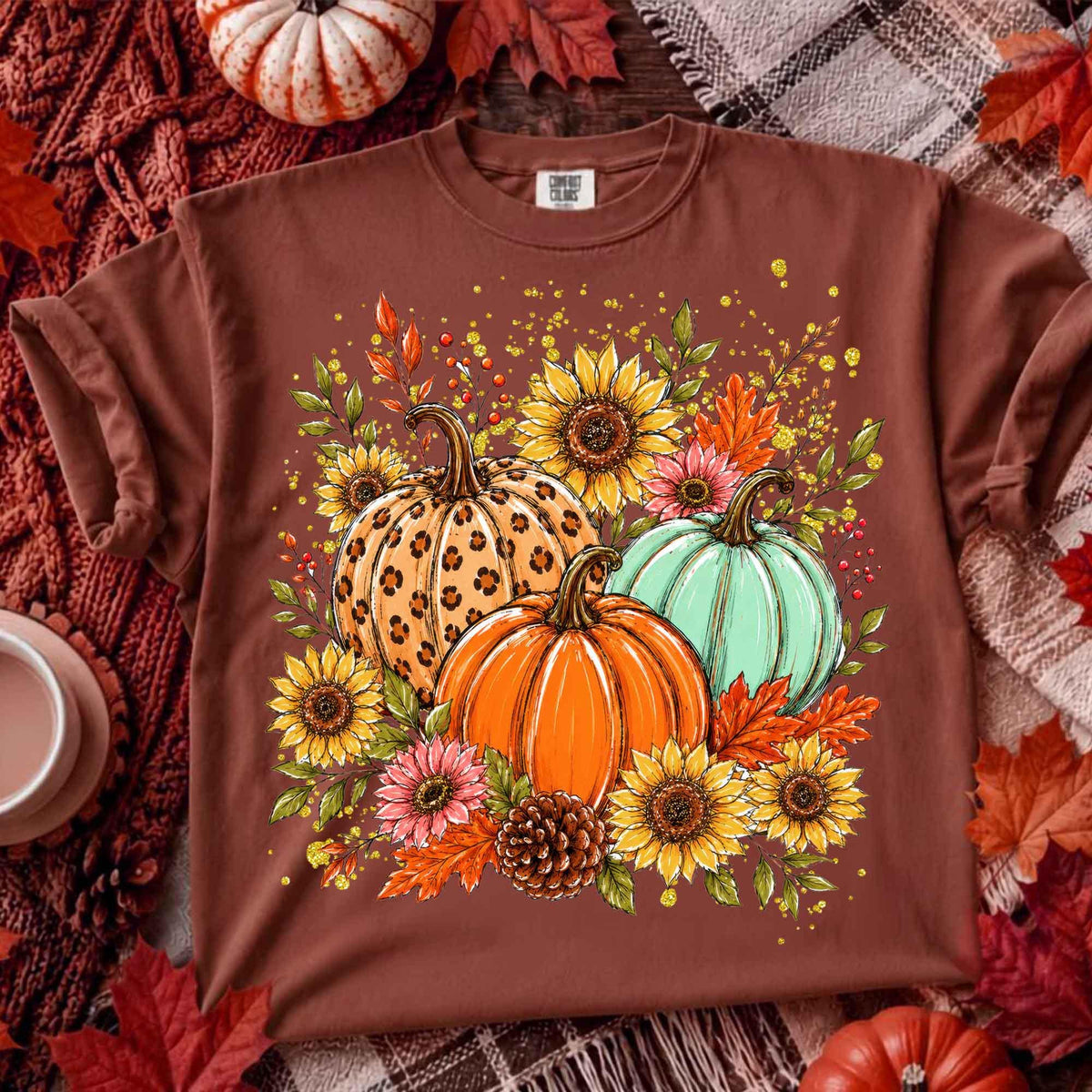 Floral Pumpkin Fall Design – Rustic Coquette Fall Aesthetic DTF Transfer