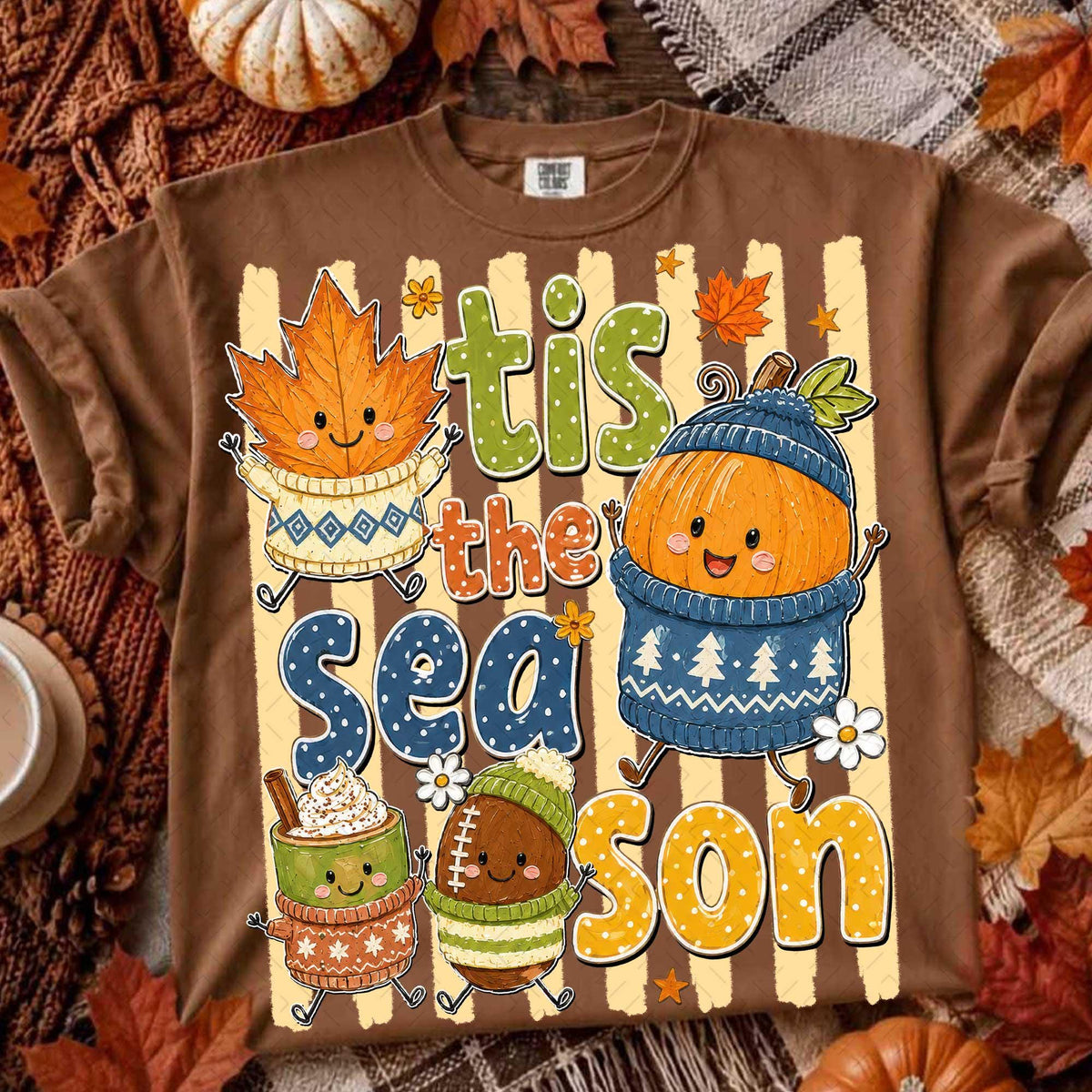 Funny Tis The Season – Cartoon Doodle Pumpkin DTF Transfer