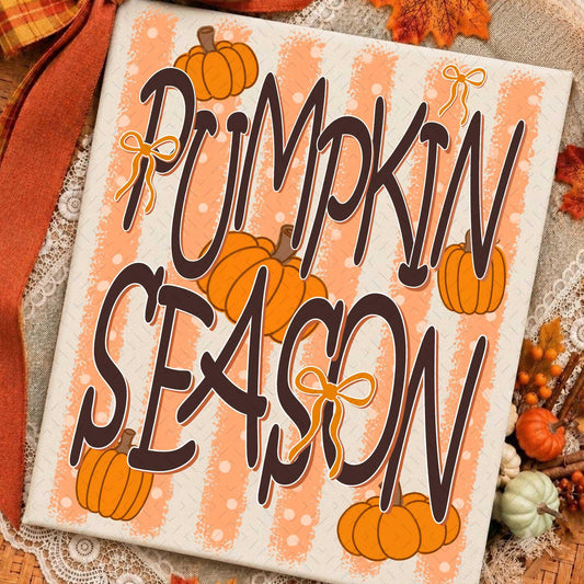 Retro Pumpkin Season : Striped Fall – Autumn Vibes DTF Transfer