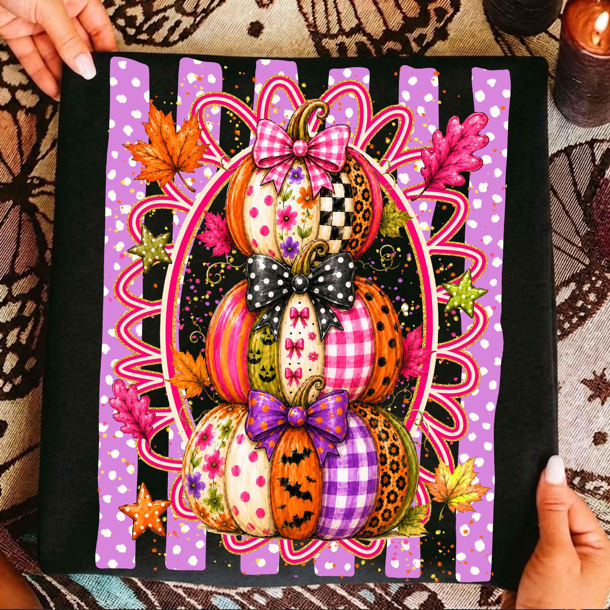 Preppy Colorful Pumpkin – Oil Paint Fall Design DTF Transfer