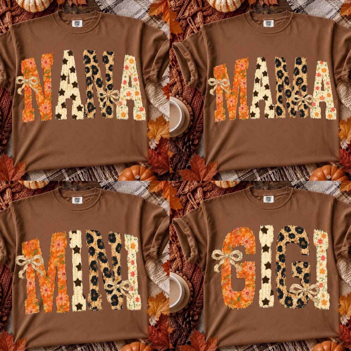 Fall Mama Mini Nana Gigi Retro Varsity Floral Pumpkin Boho Thanksgiving Trendy Girly Autumn Designs DTF Transfer