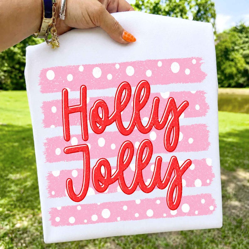 Holly Jolly Polka Dot Stripe | Trendy Coquette Christmas DTF transfer