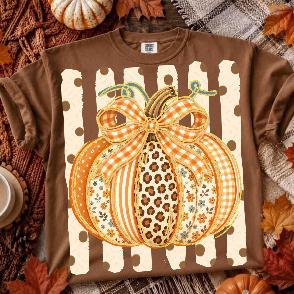 Preppy Fall Pumpkin – Coquette Floral Autumn – Design 3 DTF Transfer