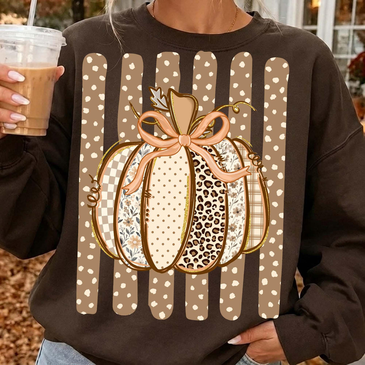 Preppy Fall Pumpkin – Coquette Floral Autumn DTF Transfer