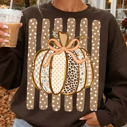 Preppy Fall Pumpkin – Coquette Floral Autumn DTF Transfer