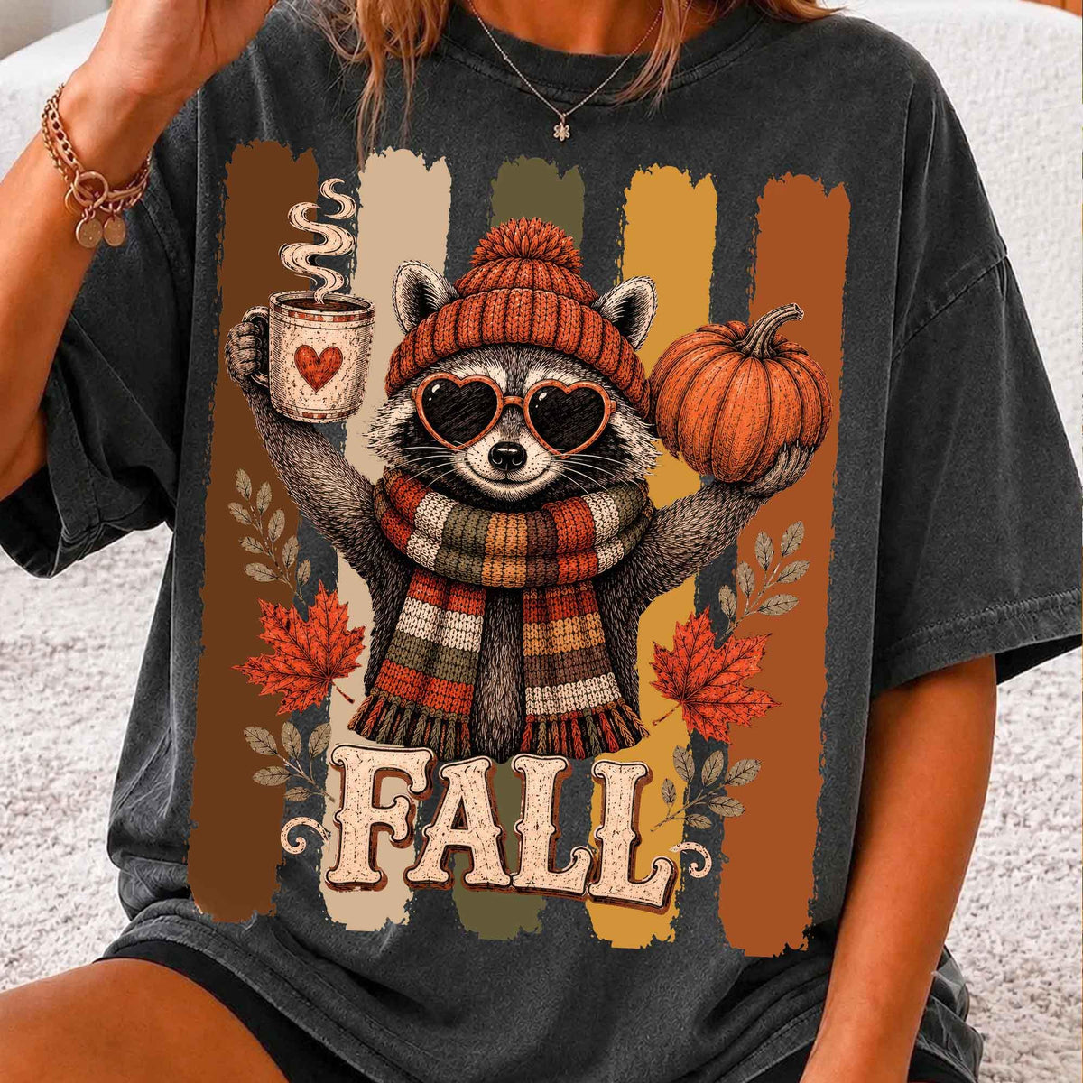 Fall Raccoon – Cozy Autumn Design for DTF Transfer