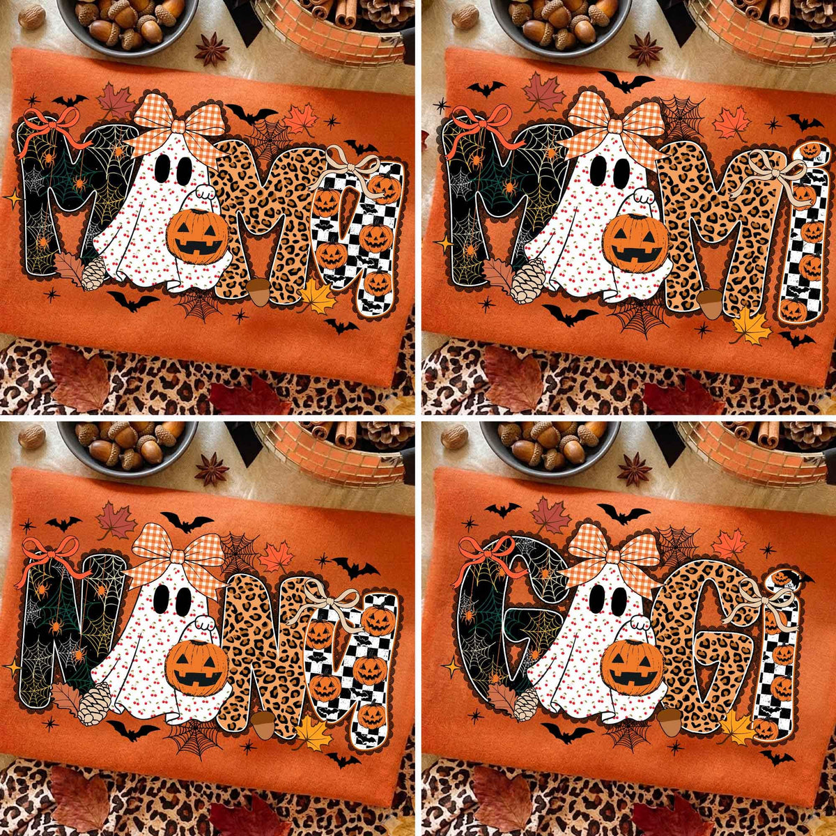 Preppy Halloween Mama Mimi Nana Gigi – Ghost Pumpkin Cherries DTF Transfer