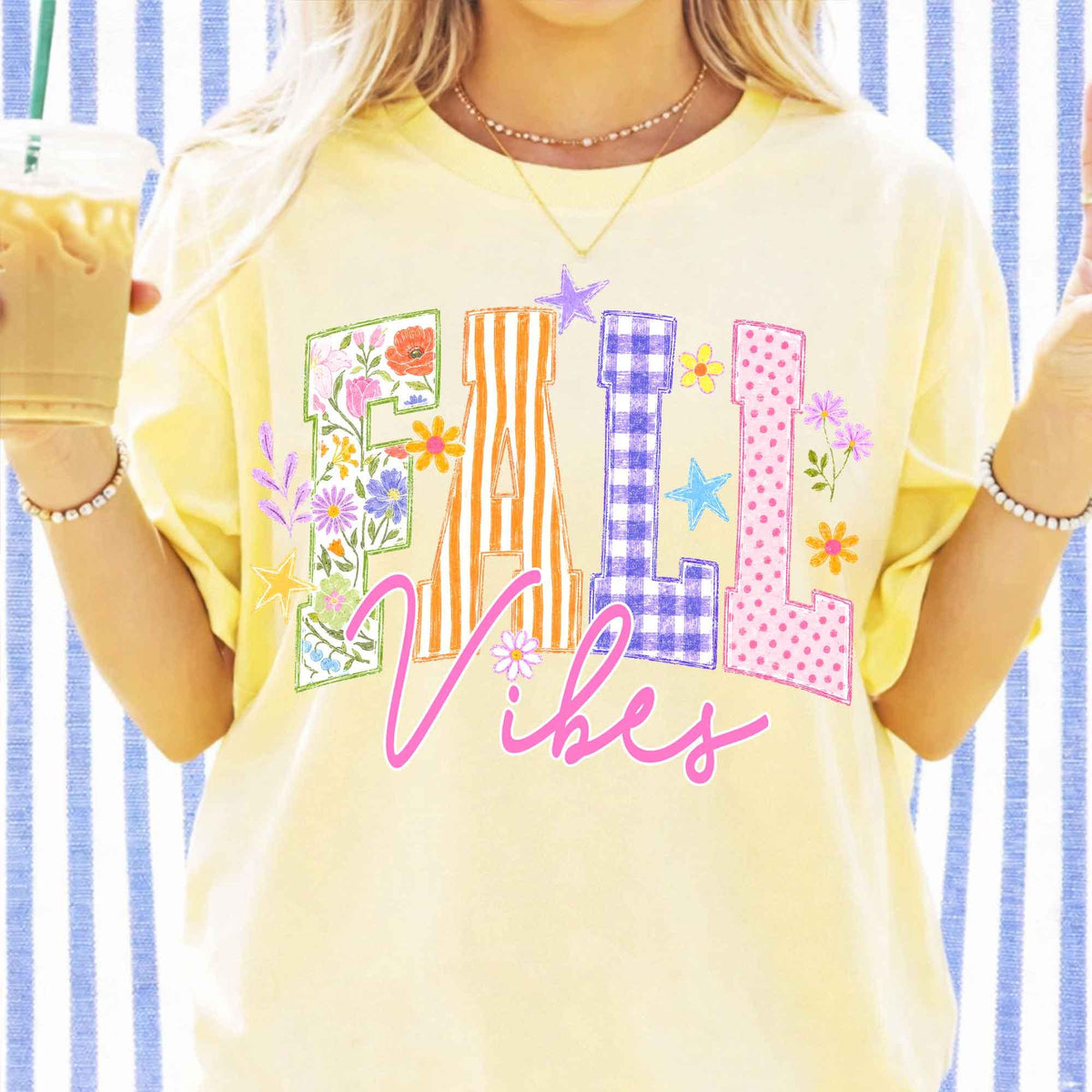 Retro Fall Vibes – Preppy Autumn Front Back Design DTF Transfer