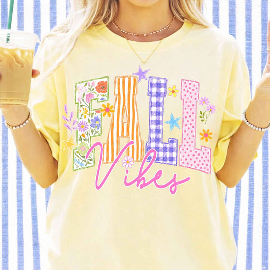 Retro Fall Vibes – Preppy Autumn Front Back Design DTF Transfer