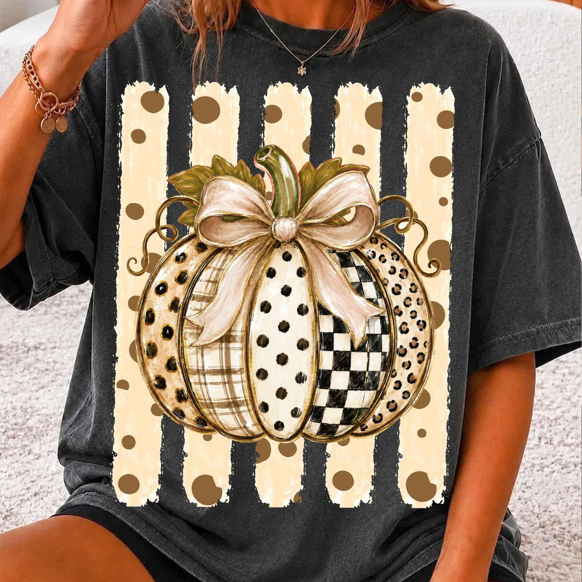 Preppy Fall Pumpkin – Coquette Floral Autumn – Design 2 DTF Transfer