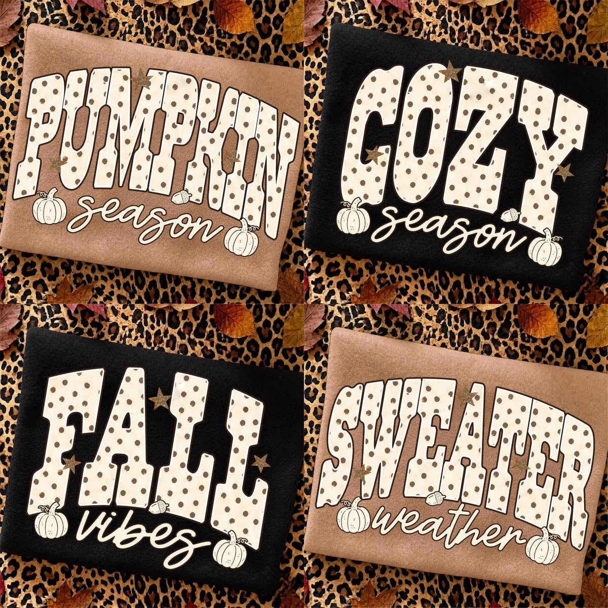 Retro Fall Vibes Polka Dots – Pumpkin Season DTF Transfer