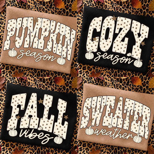 Retro Fall Vibes Polka Dots – Pumpkin Season DTF Transfer