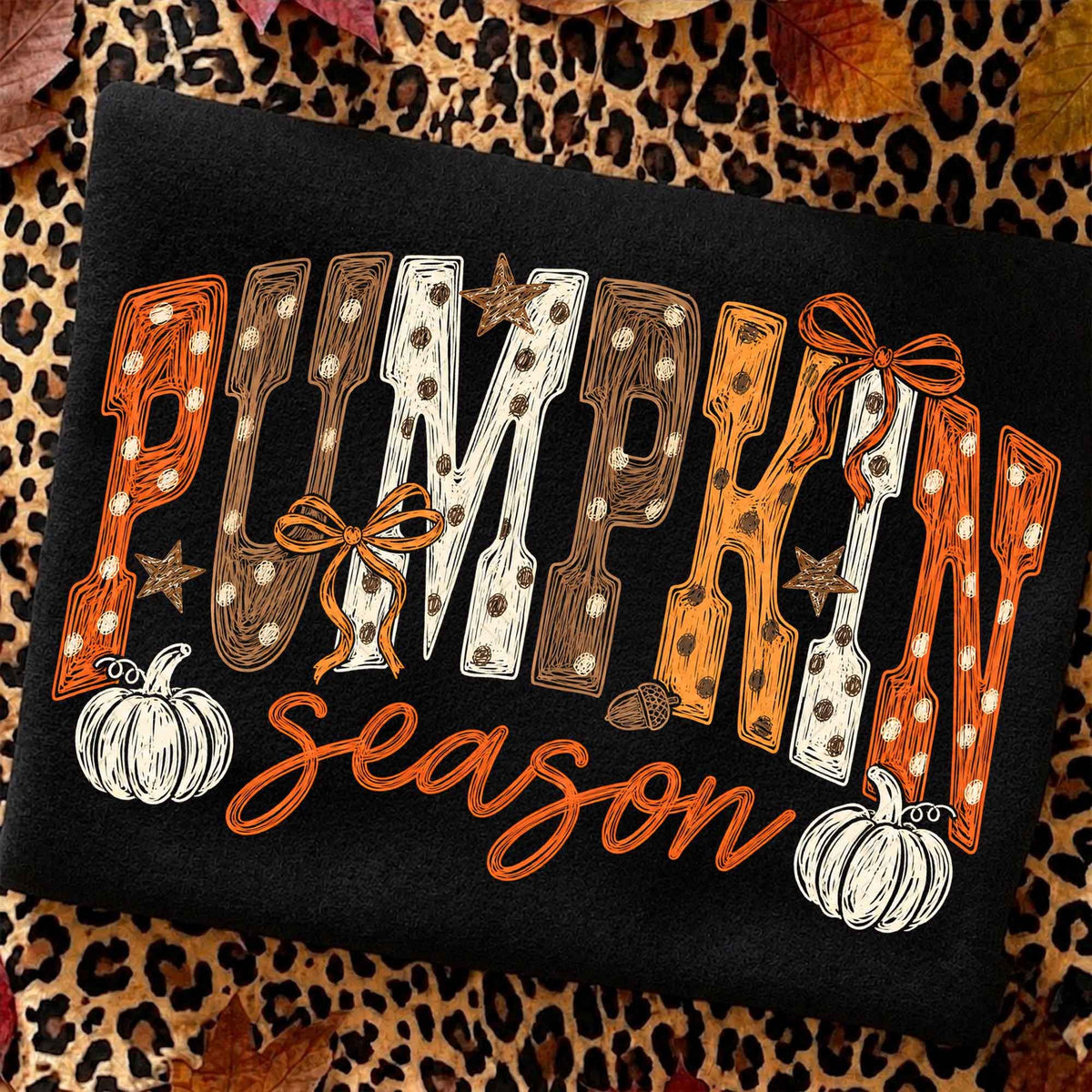 Pumpkin Season Fall Doodle – Retro Pumpkin Outline Fall – Design 2 DTF Transfer