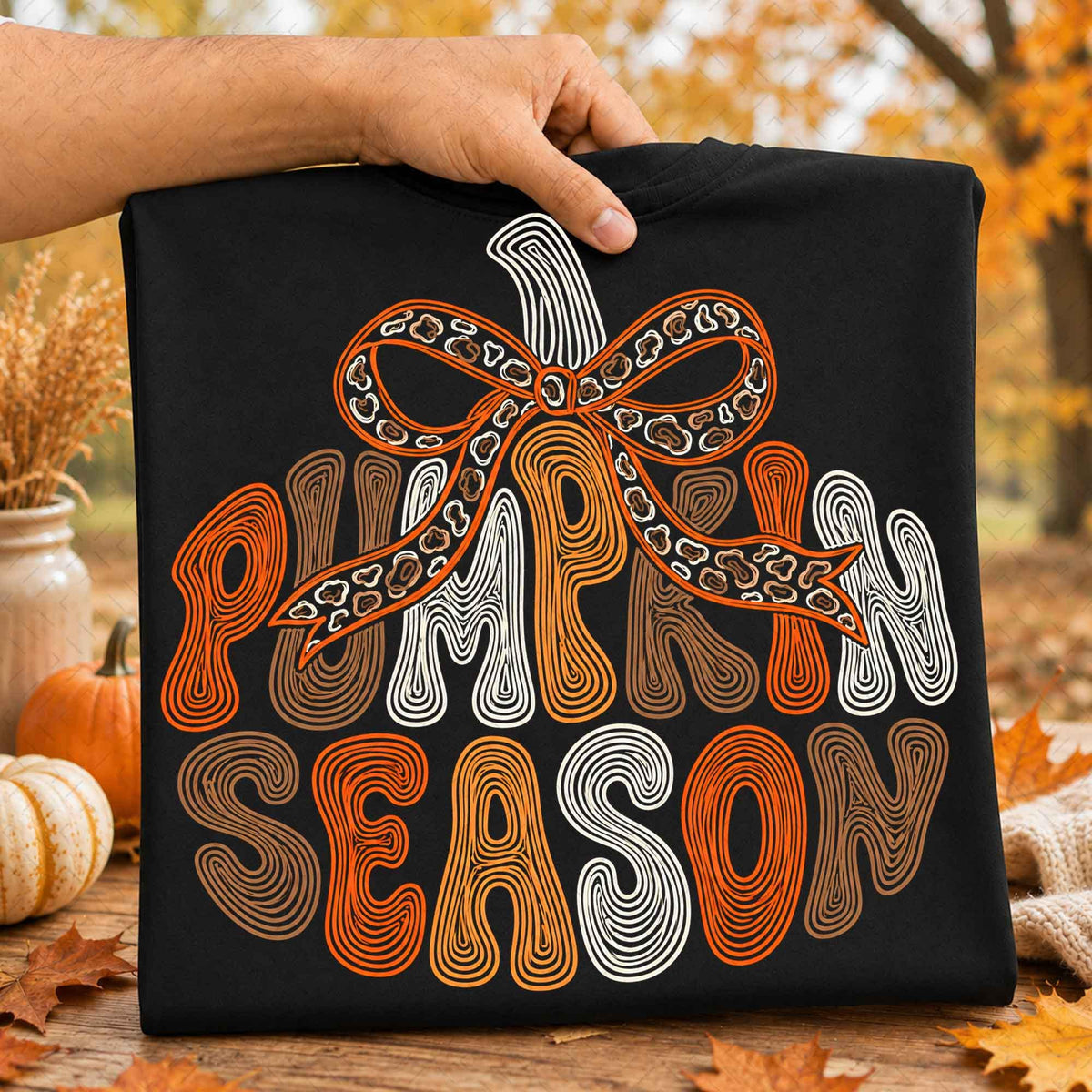 Pumpkin Season Fall Doodle – Retro Pumpkin Outline Fall DTF Transfer