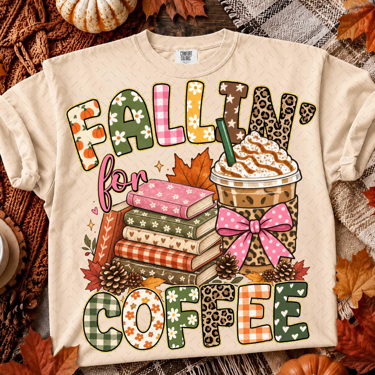 Fallin For Coffee – Preppy Leopard Fall Coffee DTF Transfer