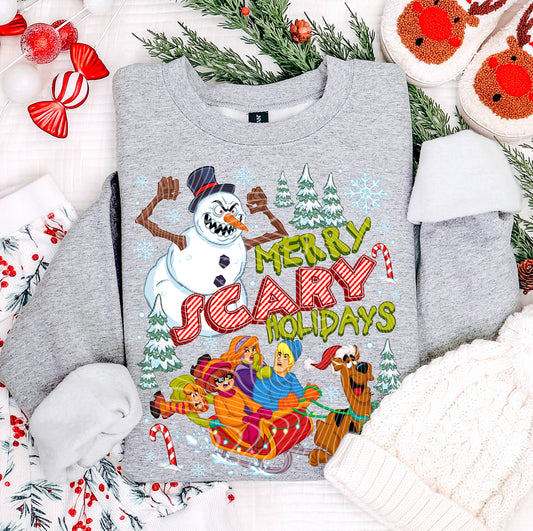 DTF Transfer Spooky Christmas Sled Team Merry Scary Holidays