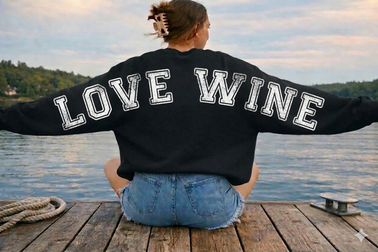 DTF Transfer Love Wine Retro Varsity Lettering