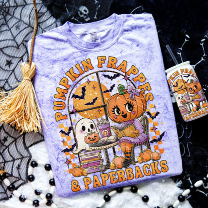 DTF Transfer Fall Halloween Pumpkin Frappes & Paperbacks