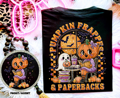 DTF Transfer Fall Halloween Pumpkin Frappes & Paperbacks