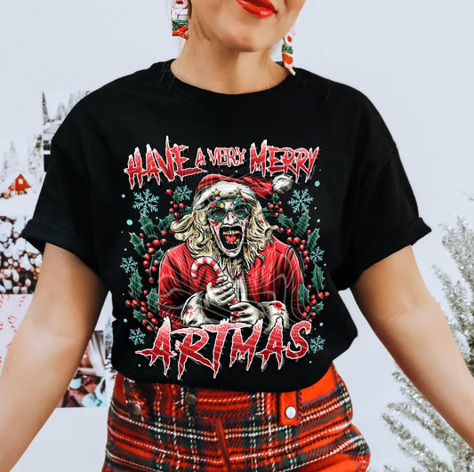 DTF Transfer – “Have a Very Merry Artmas” | Zombie Santa Christmas