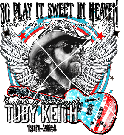 22" WIDE DTF Transfers 8 units Premade Gangsheet Toby Keith Tribute Each Transfers 10.50 Wide