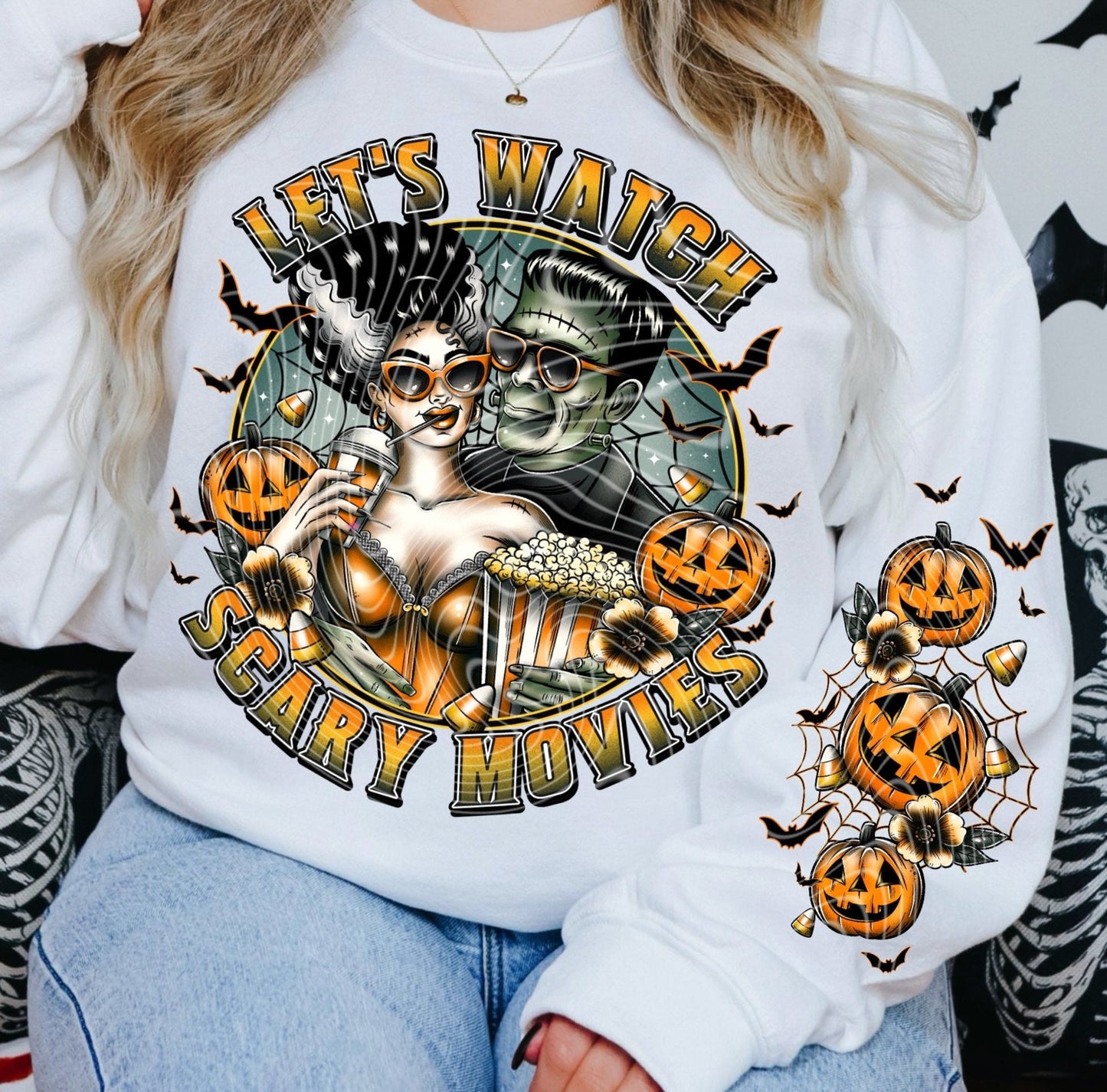 Sweatshirt Hoodie T-Shirt Halloween Lets Watch Scary Movies