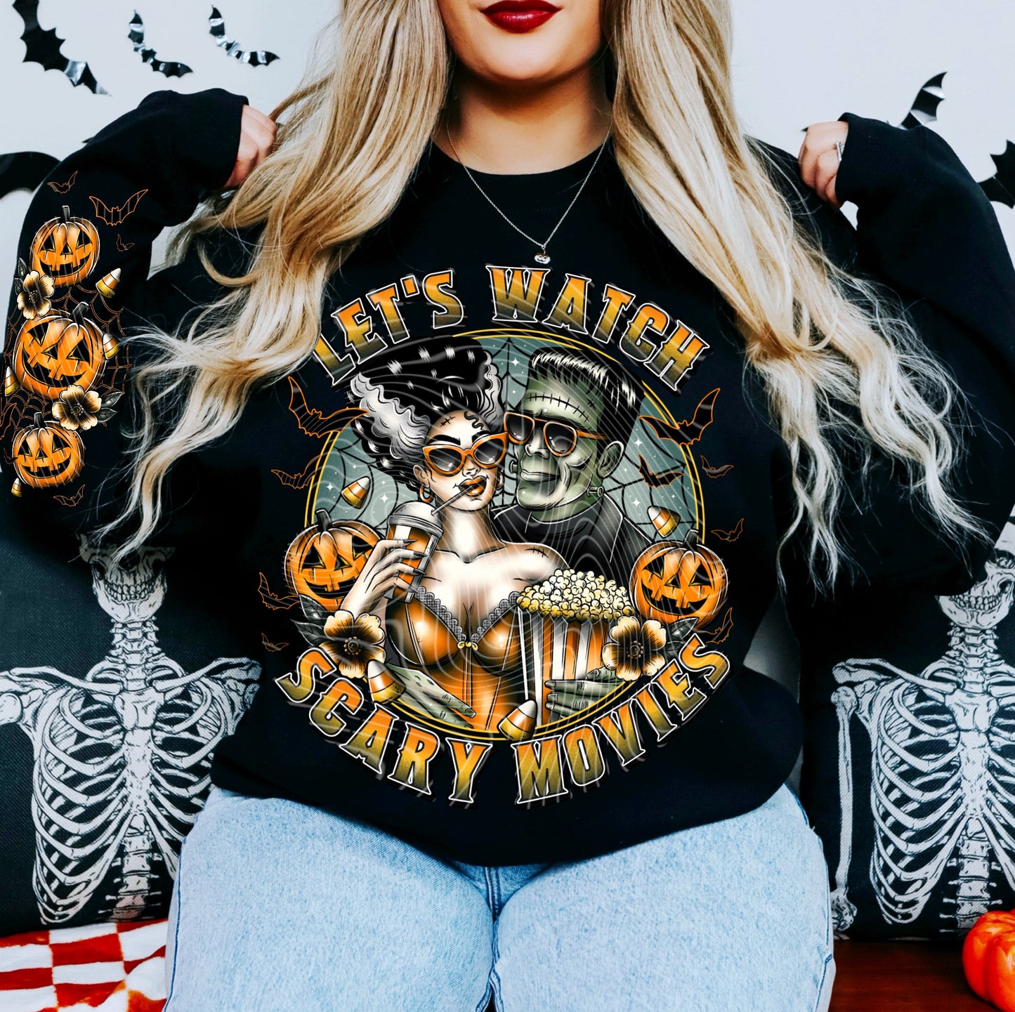 Sweatshirt Hoodie T-Shirt Halloween Lets Watch Scary Movies