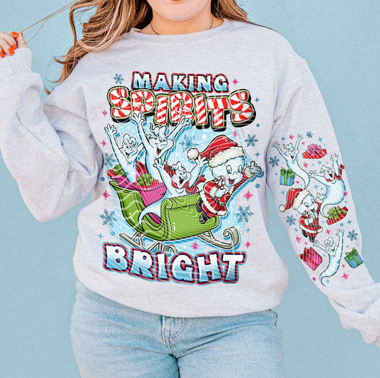 Making Spirits Bright Sweatshirt – Festive Ghost Sleigh Ride Holiday Design