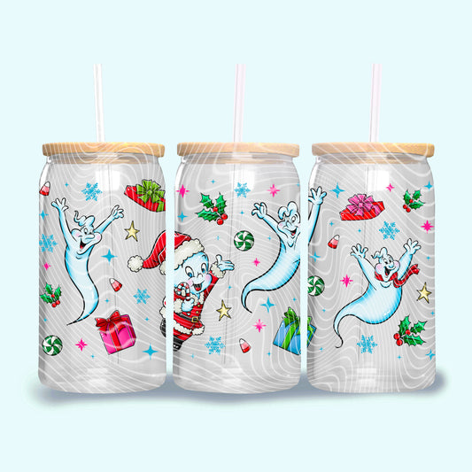 DTF Transfer UV Cup Wrap – Christmas Ghosts Cute Cassper-Inspired Holiday Design