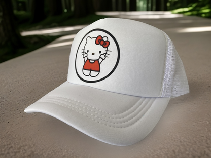 Hello Kitty Finger Printed Mesh Trucker Hat - Unisex  Durable and Stylish