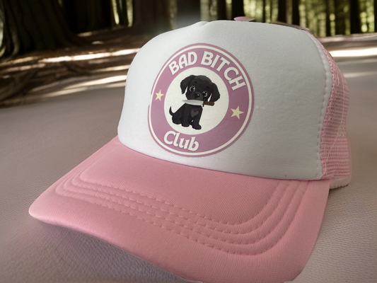 Unisex Printed Mesh Trucker Hat - Durable and Stylish - Bas Bitch Club Design