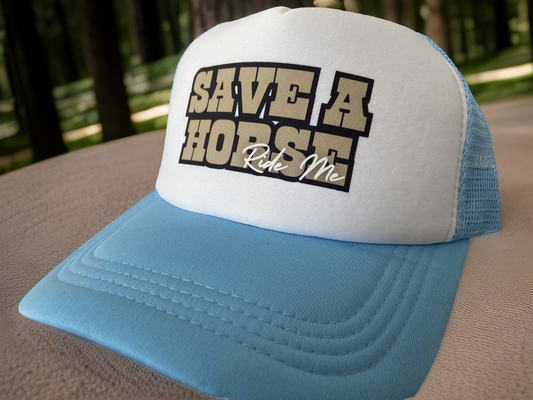 Durable Unisex Mesh Trucker Hat - Save A Horse Ride ME