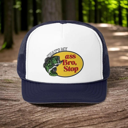 Unisex Durable Mesh Trucker Hat - Ass Pro Parody Print