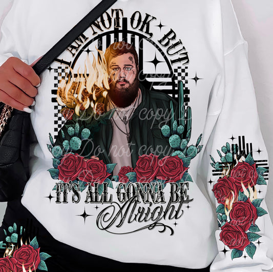 DTF Transfer Western Jelly Roll I Am Not Ok ? Sleeve Print