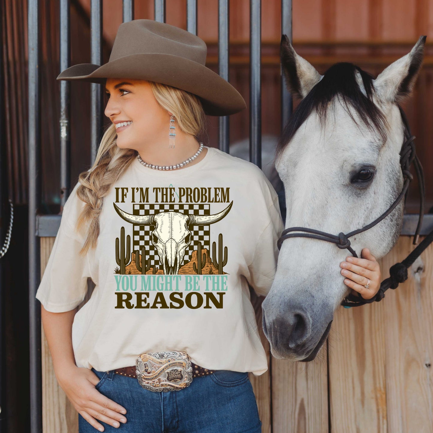 DTF Transfer If I’m the Problem You Might Be the Reason – Western Cow Skull