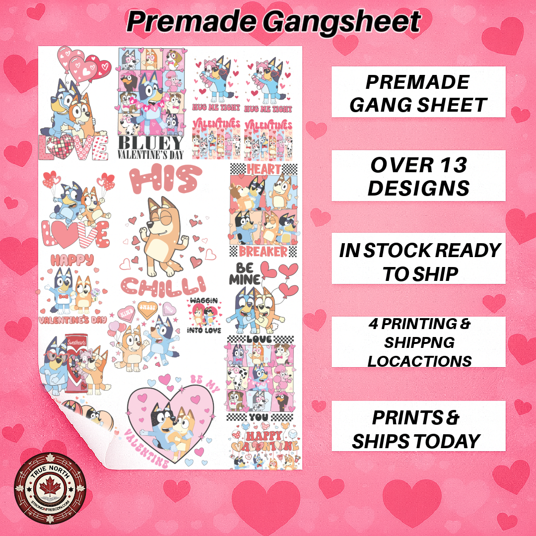 Premade Gangsheets DTF Valentines Blue & Friends