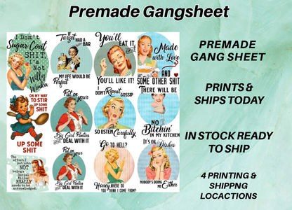 Premade Gangsheets DTF 60's -70's Comedy