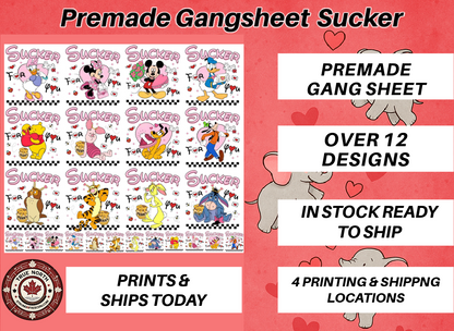Premade Gangsheets DTF Sucker For Valentines Designs