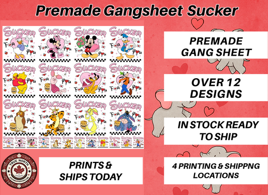 Premade Gangsheets DTF Sucker For Valentines Designs